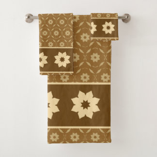 Conjunto De Toalhas Padrão contínuo de mandala floral em azul-verde e