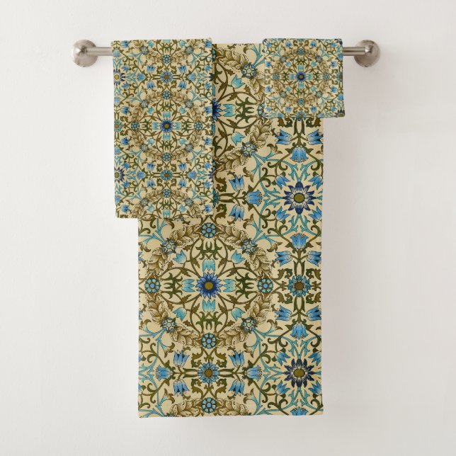 Conjunto De Toalhas Padrão contínuo Vintage Blue Vine de William Morri (Insitu)