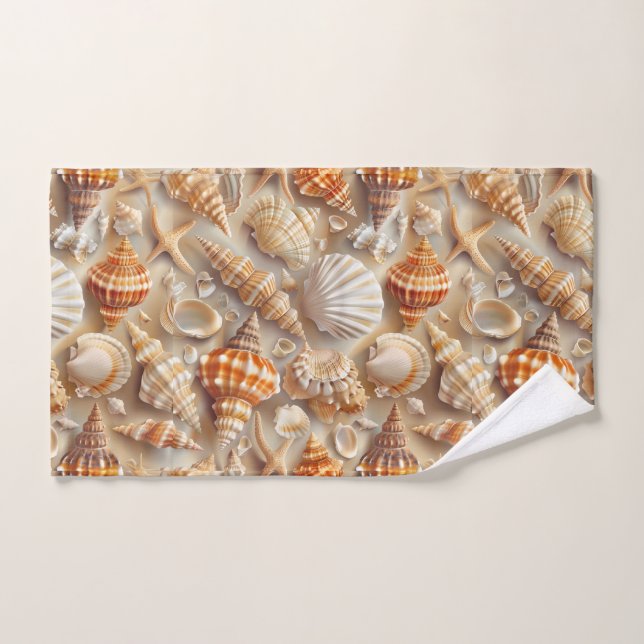 Conjunto De Toalhas Padrão Costeira Elegance Seashell (Toalha de mão)