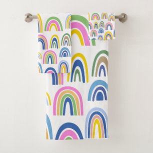 Conjunto De Toalhas Padrão cotovelo colorido, bonito, rosa e amarelo 