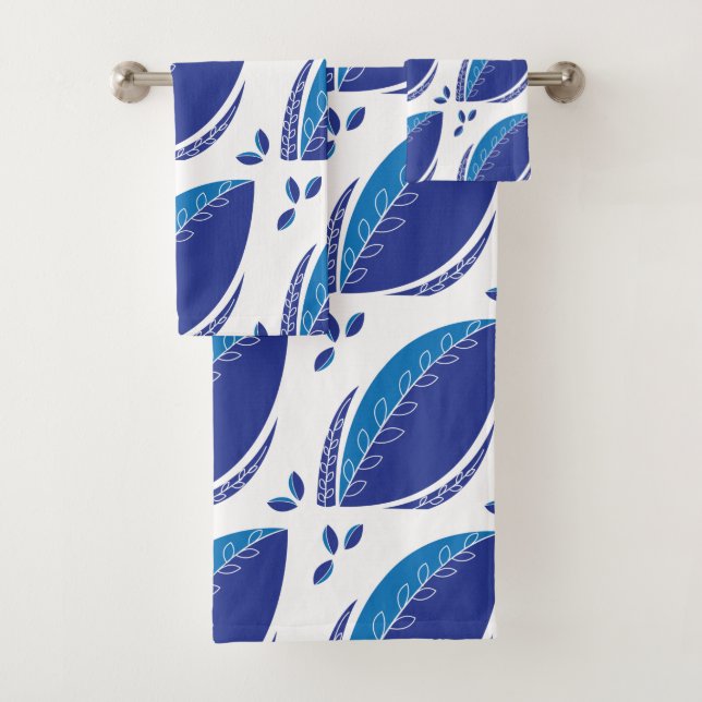 Conjunto De Toalhas Padrão criativo de folha Abstrato azul (Insitu)