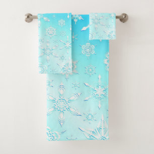 Conjunto De Toalhas Padrão Crystal Snowflakes