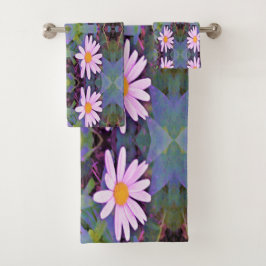 Conjunto De Toalhas Padrão da flor da margarida rosa retrorreflectora