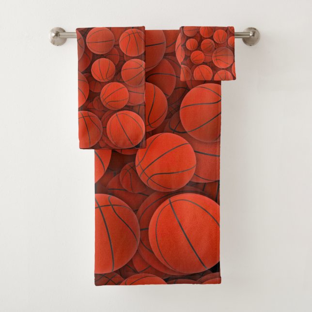 Conjunto De Toalhas Padrão das bolas de basquete (Insitu)