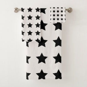 Conjunto De Toalhas Padrão das Estrelas de Natal Preto Branco