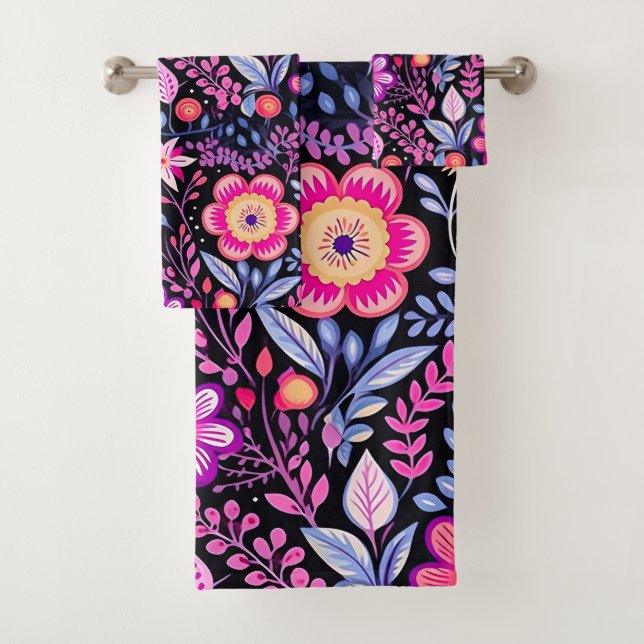 Conjunto De Toalhas Padrão das Flores da primavera do Cyclamen (Insitu)