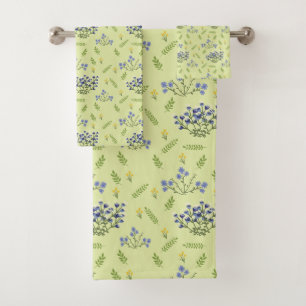 Conjunto De Toalhas padrão das flores roxas e amarelas