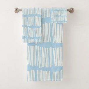 Conjunto De Toalhas Padrão das linhas Abstrato modernas em Pastel Azu