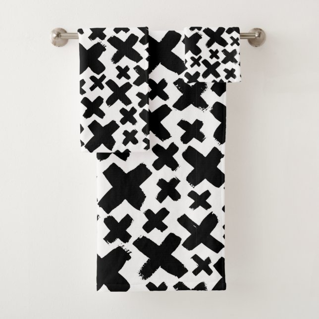 Conjunto De Toalhas Padrão de abertura de tinta preta (Insitu)