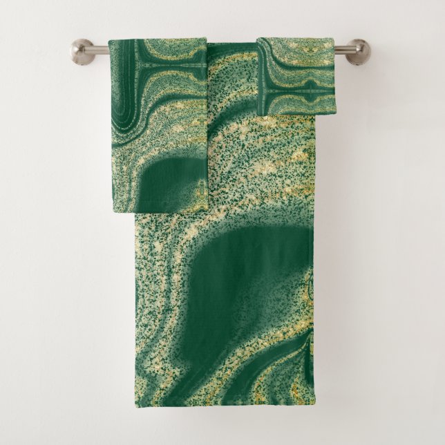 Conjunto De Toalhas Padrão de abstrato amarelo verde moderno (Insitu)