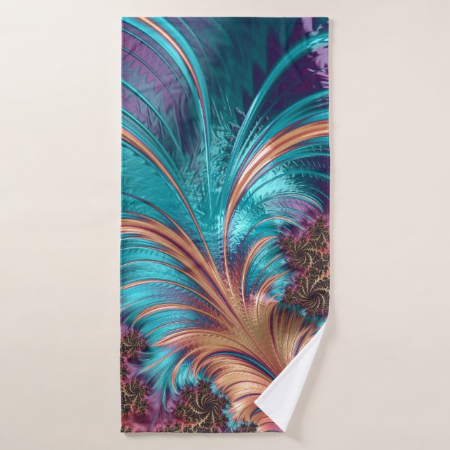 Conjunto De Toalhas Padrão de Abstrato azul roxo Elegante (Toalha de Banho)