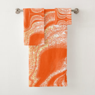 Conjunto De Toalhas Padrão de abstrato branco de laranja moderno