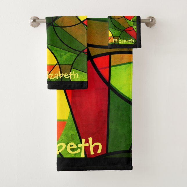 Conjunto De Toalhas Padrão de abstrato colorida (Insitu)