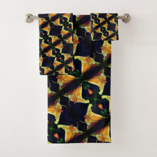 Conjunto De Toalhas Padrão de Abstrato de Arte de Flor Amarelo Intenso