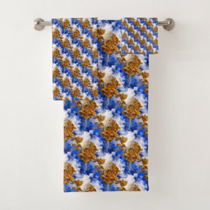 Conjunto De Toalhas Padrão De Abstrato De Arte Do Céu Azul E Nuvens