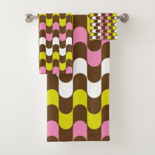 Conjunto De Toalhas Padrão de Abstrato de Arte do Limão Cor-de-Rosa 