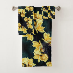 Conjunto De Toalhas Padrão de Abstrato de cor rosa amarela