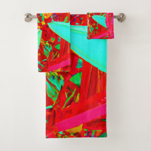 Conjunto De Toalhas Padrão de Abstrato de Cores Vibrantes