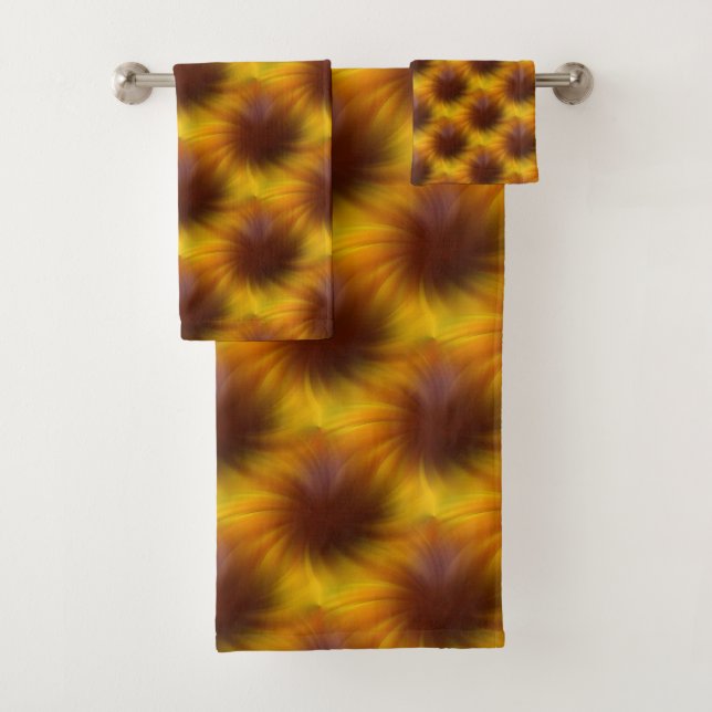 Conjunto De Toalhas Padrão de Abstrato de espiral amarelo castanho    (Insitu)