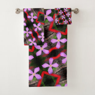 Conjunto De Toalhas Padrão de Abstrato de Flor Clematis de Lavanda de 