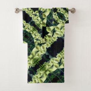 Conjunto De Toalhas Padrão de Abstrato de Flor de Foxglove cremoso