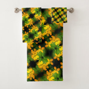 Conjunto De Toalhas Padrão de Abstrato de Flores Amarelas bonito