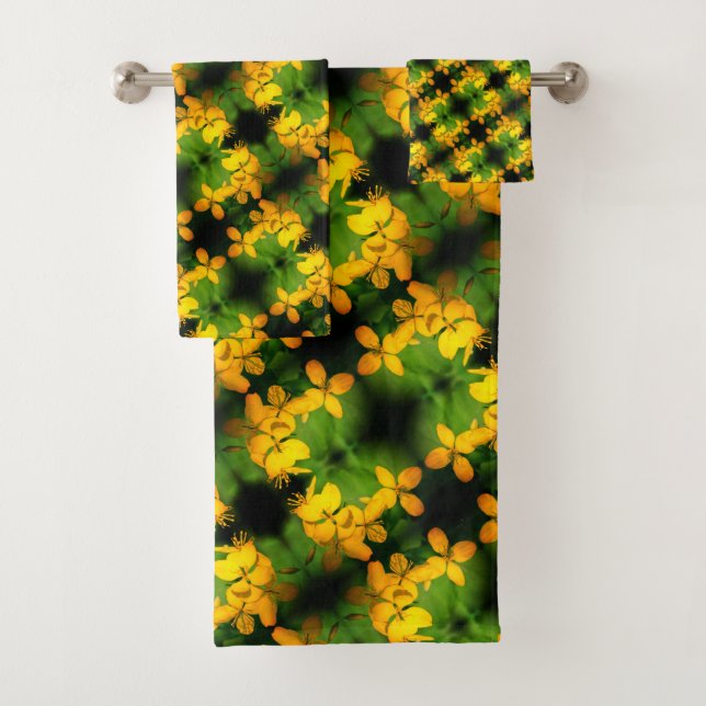 Conjunto De Toalhas Padrão de Abstrato de Flores Amarelas bonito (Insitu)