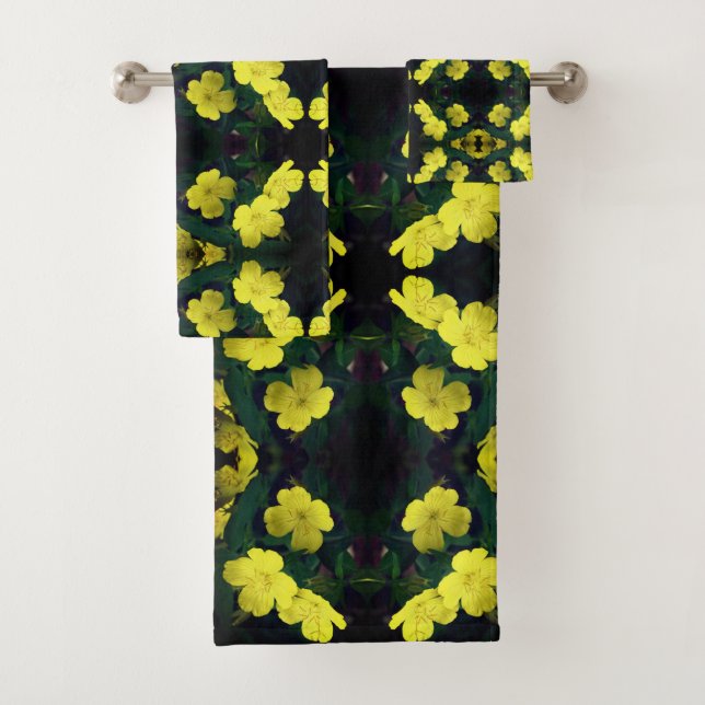 Conjunto De Toalhas Padrão de Abstrato de Flores de Primrose Amarela b (Insitu)