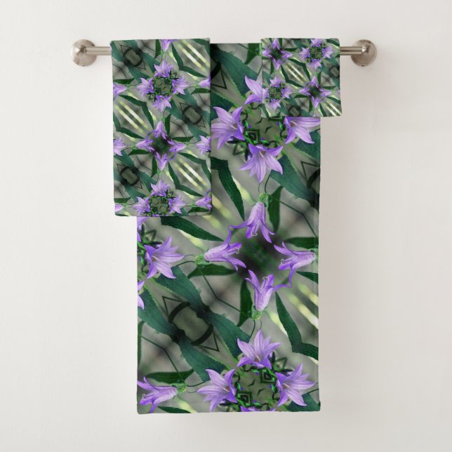 Conjunto De Toalhas Padrão de Abstrato de Flores Roxas Delicadas (Insitu)