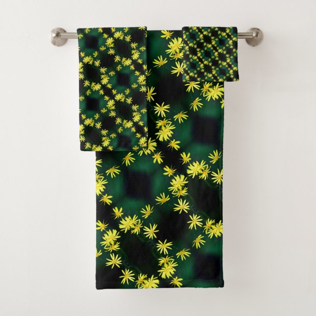 Conjunto De Toalhas Padrão de Abstrato de Margarida Amarela Delicada (Insitu)
