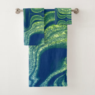 Conjunto De Toalhas Padrão de abstrato de mármore azul marinho azul