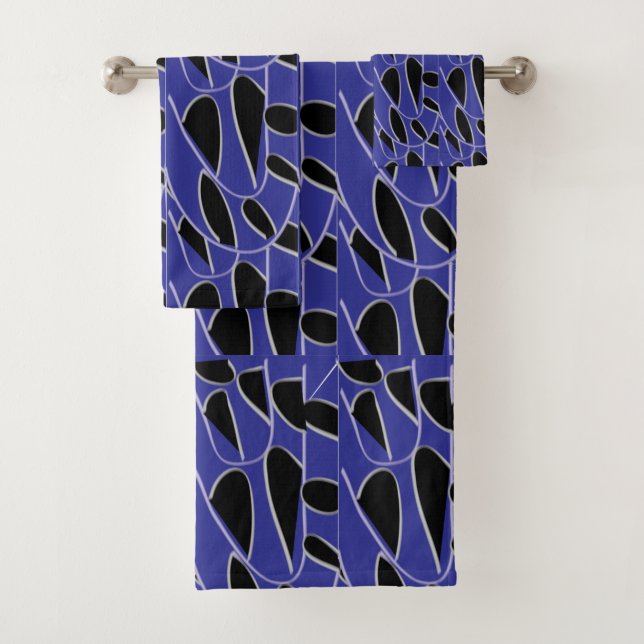 Conjunto De Toalhas Padrão de Abstrato de preto roxo (Insitu)