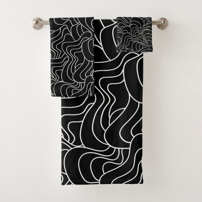 Conjunto De Toalhas Padrão de abstrato - preto e branco (Insitu)