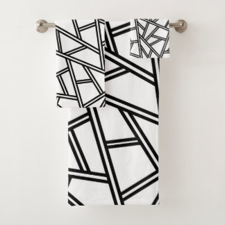 Conjunto De Toalhas Padrão de abstrato - preto e branco