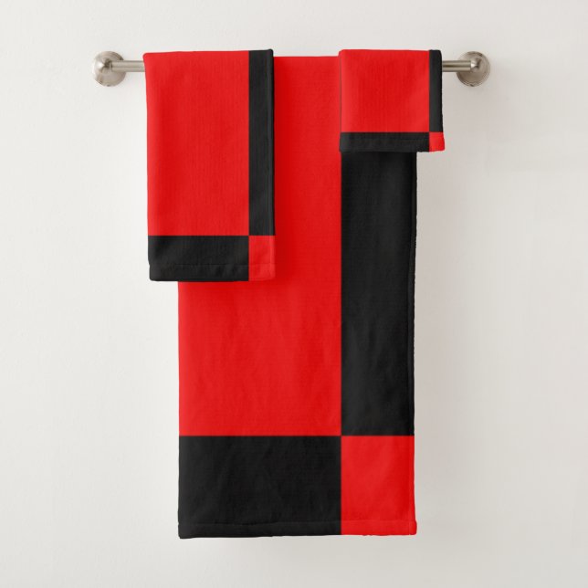 Conjunto De Toalhas Padrão de Abstrato preto e vermelho (Insitu)