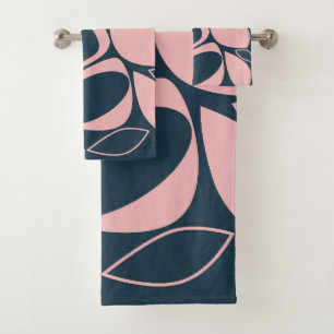 Conjunto De Toalhas Padrão de Abstrato Rosa Suave do Marinho Moderno