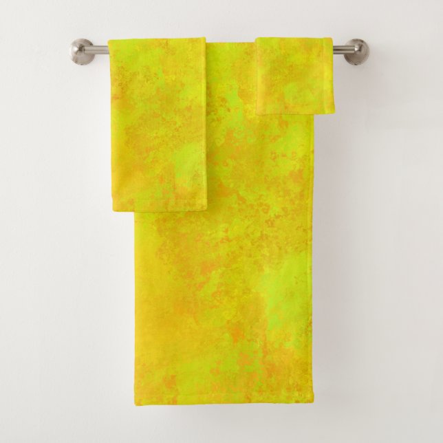 Conjunto De Toalhas Padrão de Abstrato Verde Laranja Amarelo (Insitu)