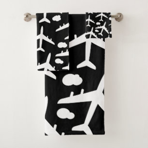 Conjunto De Toalhas Padrão de aeronaves de aviões de voo negro