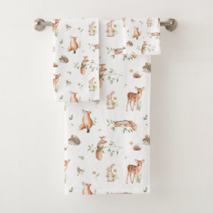 Conjunto De Toalhas Padrão de Amigos de Animais da Floresta Cura
