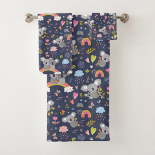 Conjunto De Toalhas Padrão de Amor do Koala Rainbow