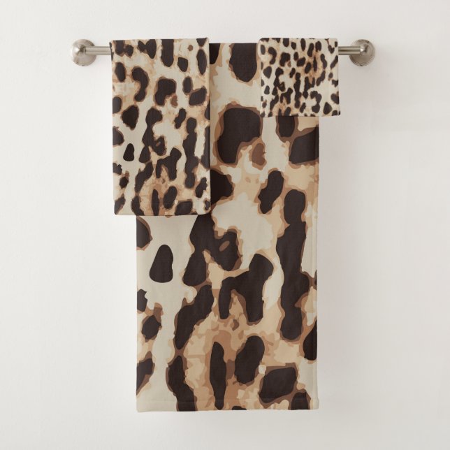 Conjunto De Toalhas Padrão de Animais de Impressão do Leopard (Insitu)