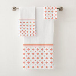 Conjunto De Toalhas Padrão de Apricot e Diamante Branco