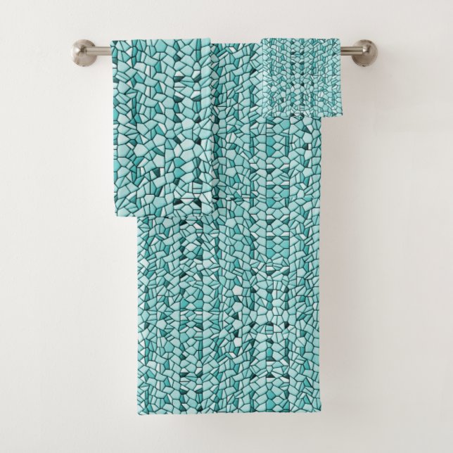 Conjunto De Toalhas Padrão de Aqua Mosaico (Insitu)