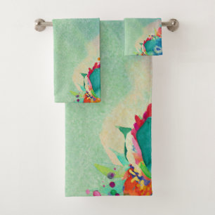 Conjunto De Toalhas Padrão de Aquarela Floral Abstrato delicioso
