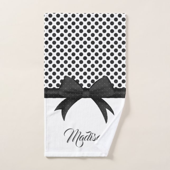 Conjunto De Toalhas Padrão de Arco e pontos pretos (Toalha de mão)