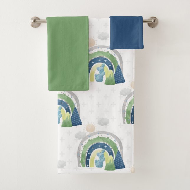 Conjunto De Toalhas Padrão de Arco-íris em Aquarela (Insitu)