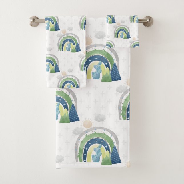 Conjunto De Toalhas Padrão de Arco-íris em Aquarela (Insitu)
