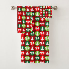 Conjunto De Toalhas Padrão de Arcos e Árvores de Natal Retroativas