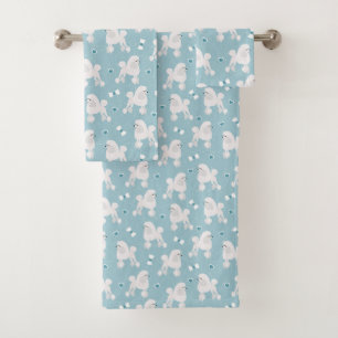 Conjunto De Toalhas Padrão de Arcos e Poodles Brancos