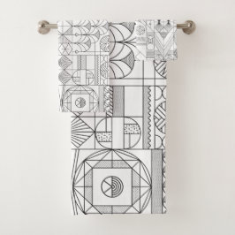 Conjunto De Toalhas Padrão de Arte da Simetria de Arte Deco